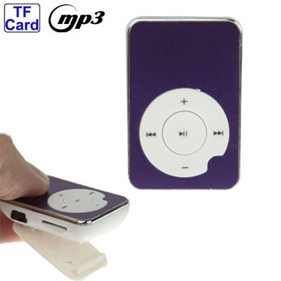 TF (Micro SD) Card Slot MP3 Player with LCD Screen, Speaker, Clip (Purple) - Click Image to Close